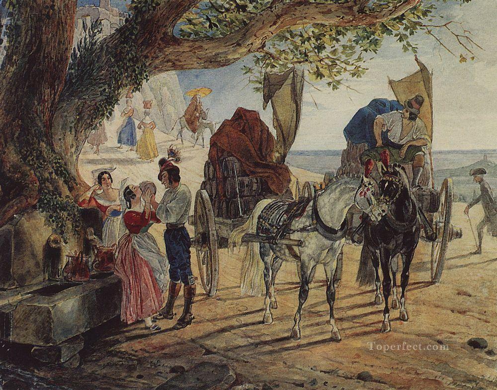アルバーノの散歩 1833年 カール・ブリュロフ油絵